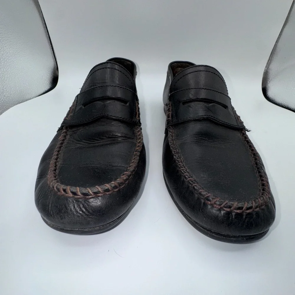 Frye Mens 10 Lewis Loafer Black‎ Oiled Leather Slip-On Driving Shoes 3480267-BLK